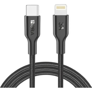 1HORA CABLE USB TIPO-C A LIGHTNING CAB273 TRENZADO DE 1 METRO NEGRO